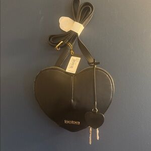 bebe Black Heart Crossbody Bag